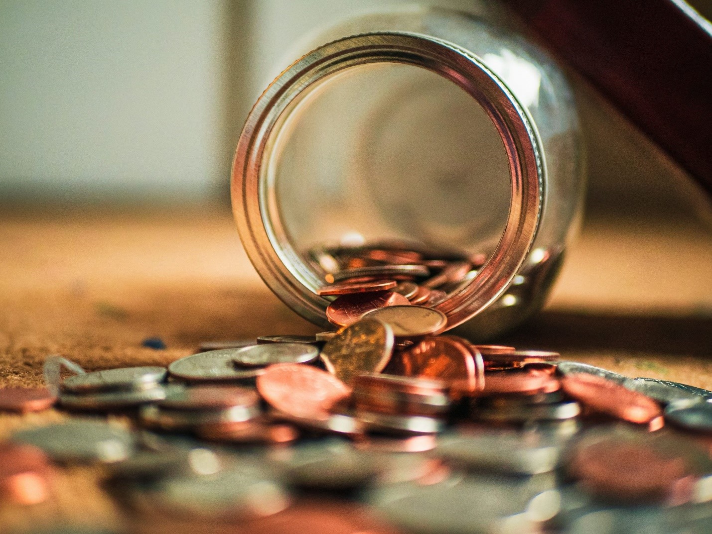 A jar of spilled coins